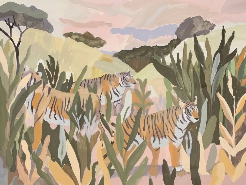 Tigers Tropical Jungle Illustration 1