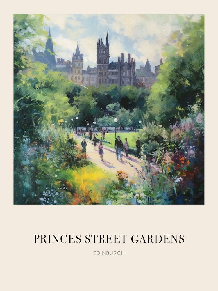 Princes Street Gardens Edinburgh United Kingdom 4 Vintage Cezanne Inspired Poster