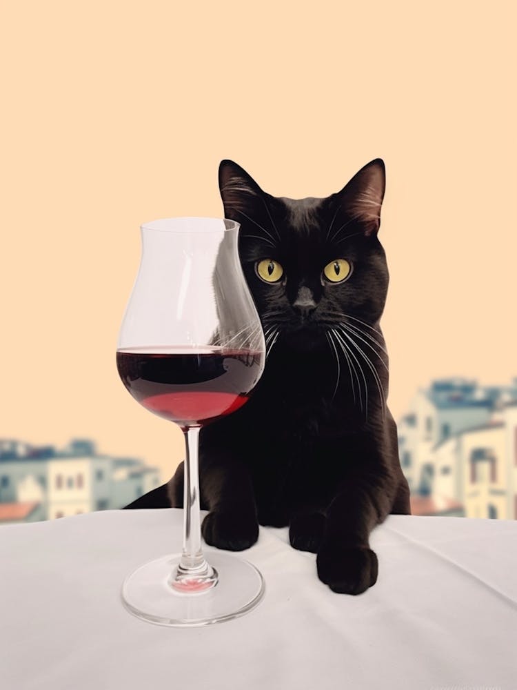 Wine For One Cat Drinking Wine 2