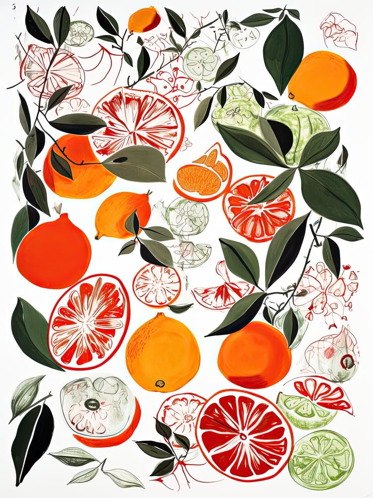 Blood Orange Fruit Drawing 1