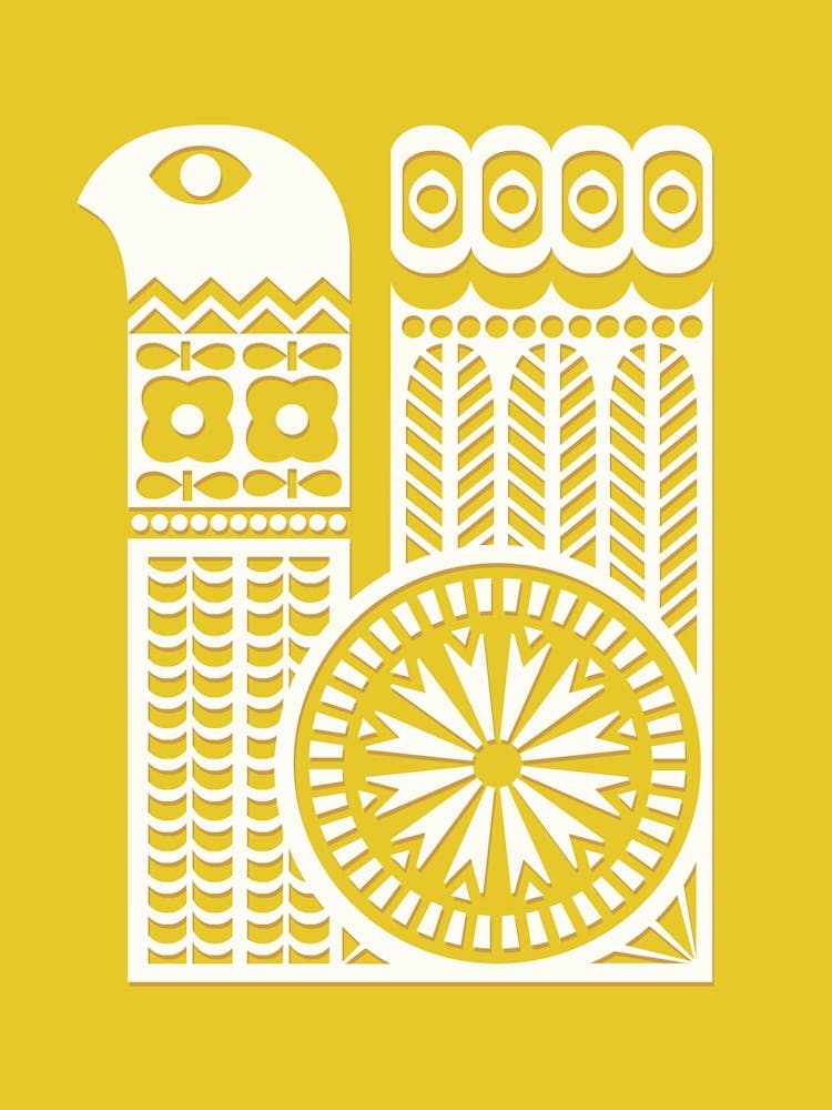 Nordic Bird Art Yellow