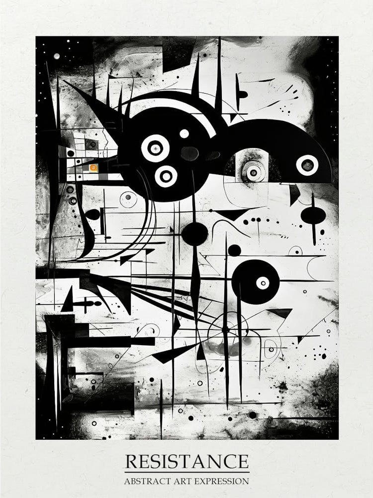 Resistance Abstract Black And White 6 Poster