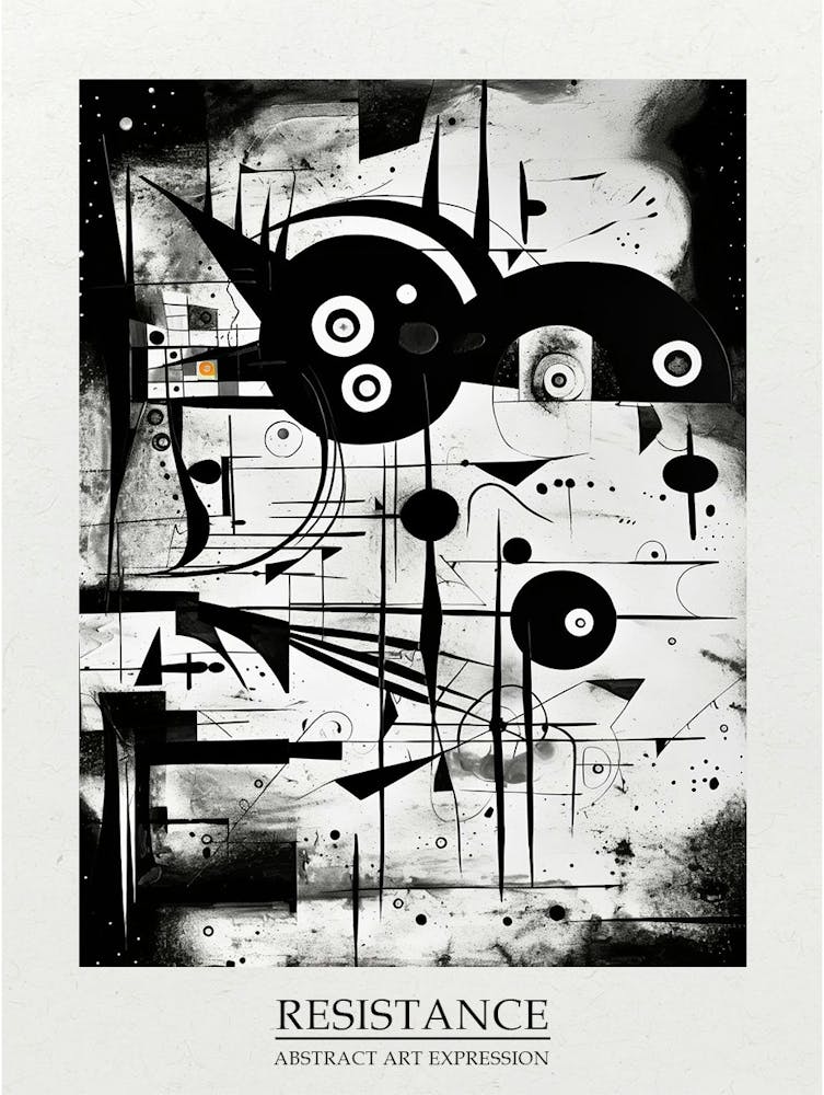 Resistance Abstract Black And White 6 Poster