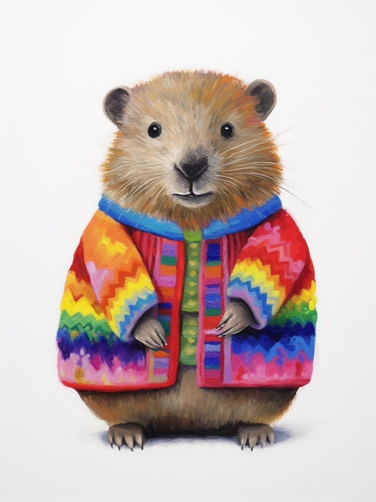 Baby Animal Wearing Sweater Beaver