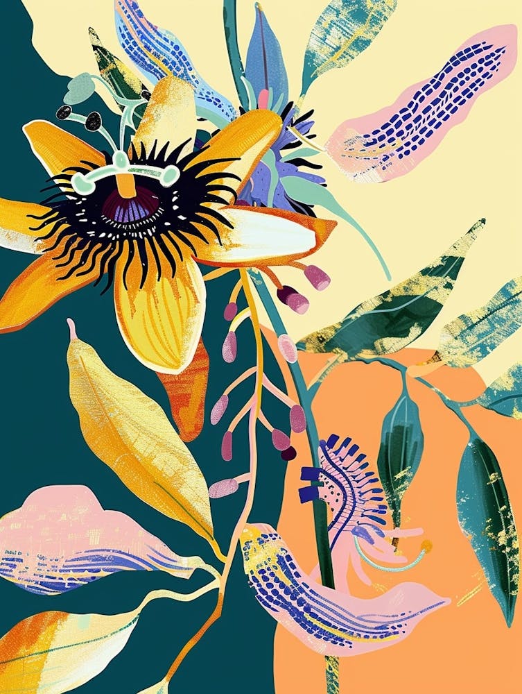 Colourful Flower Illustration Passionflower 1
