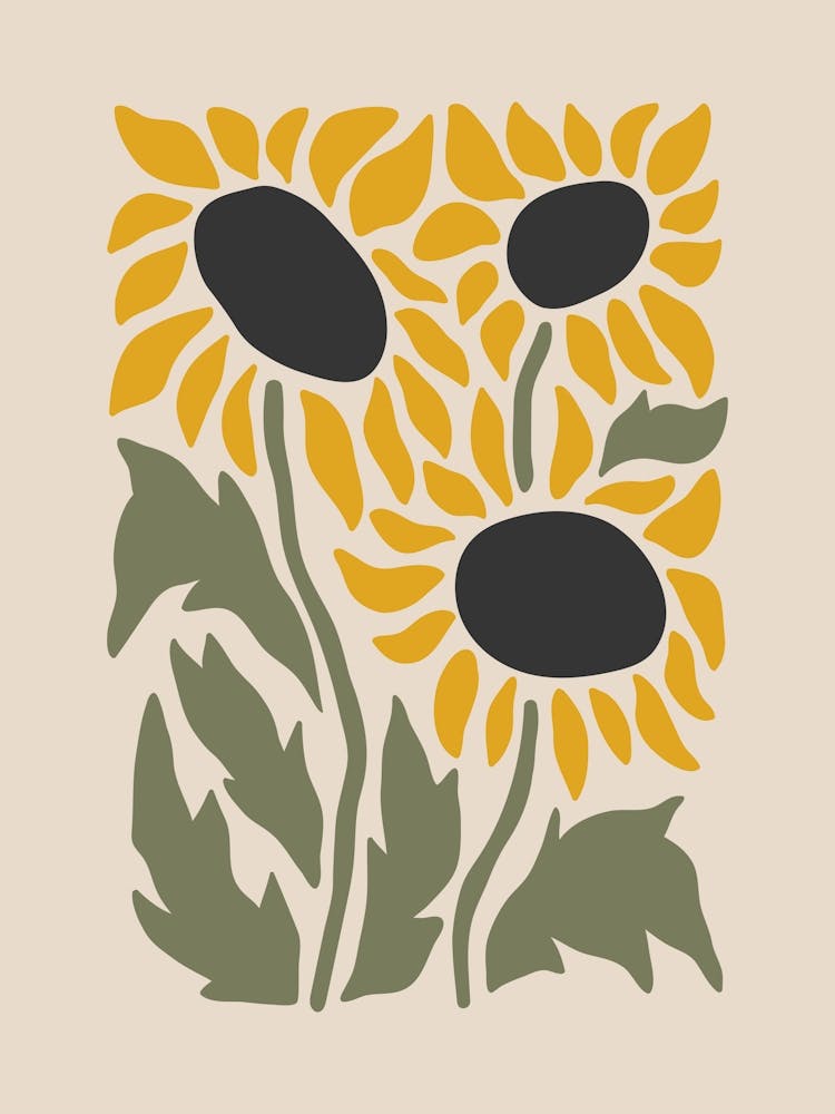 Minimalist Sunflower Arrangement in Green and Yellow 1
