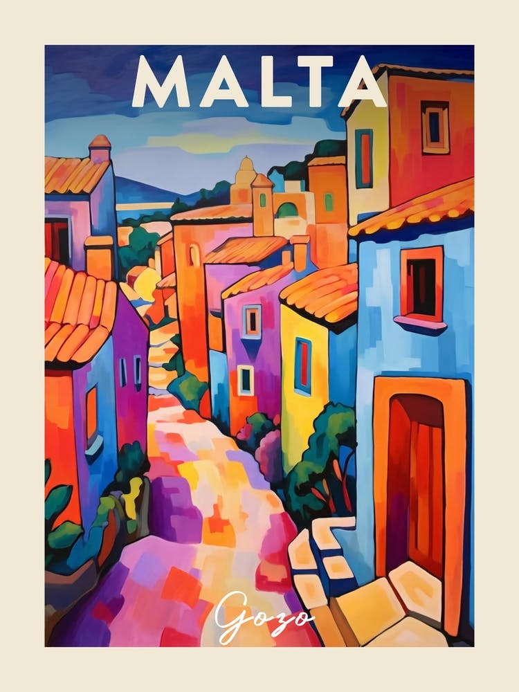 Gozo Malta 4 Fauvistisches Gemälde Reiseposter