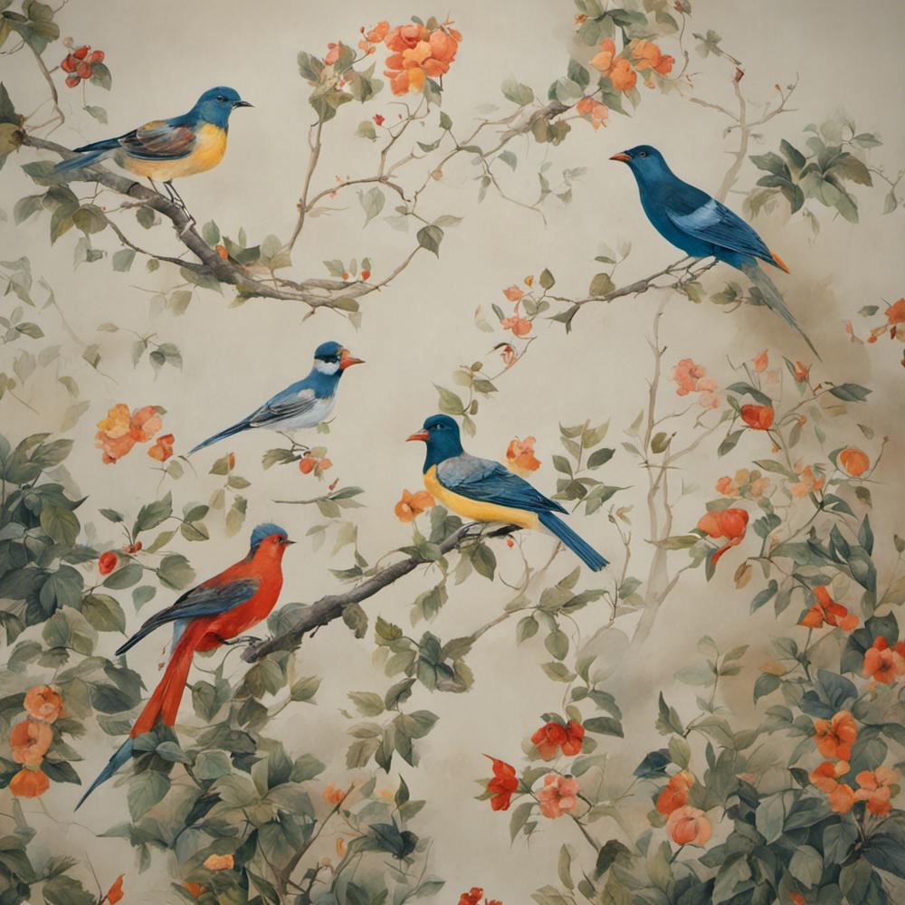 588762 A Wall Painting Containing Nature And Painted Bird Xl 1024 V1 0