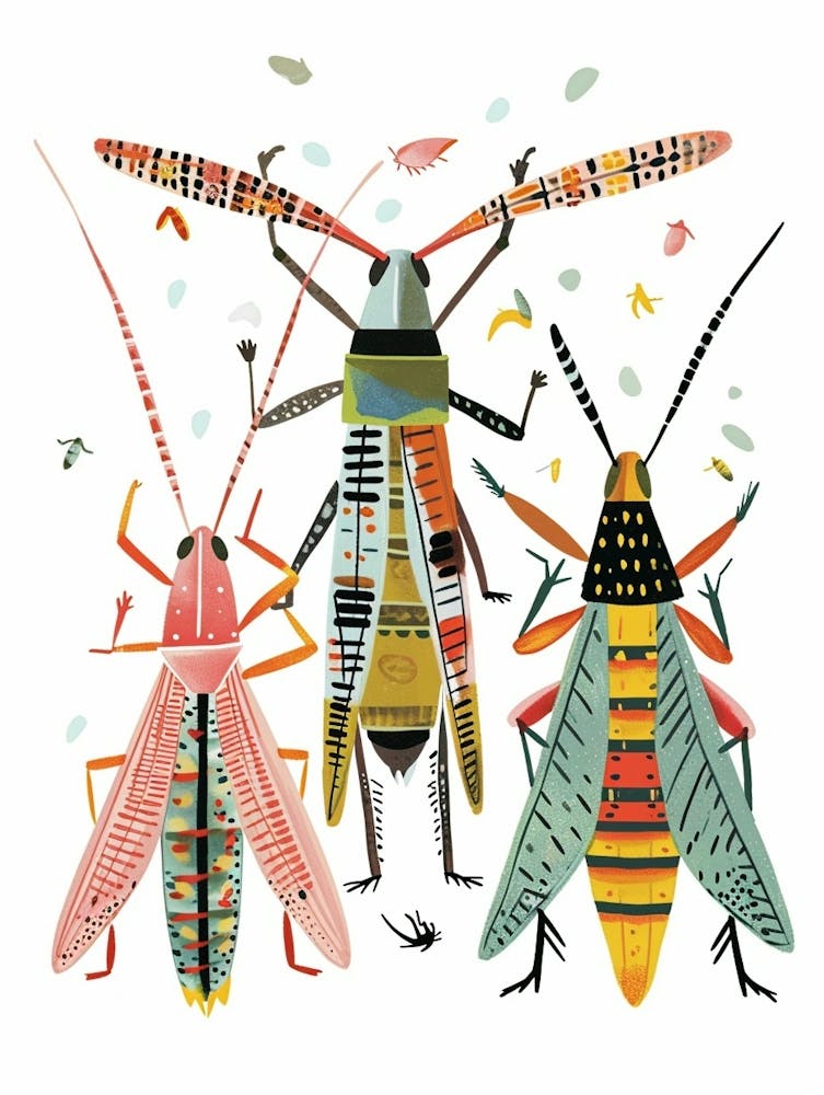 Farbenfrohe Insektenillustration Heuschrecke 4