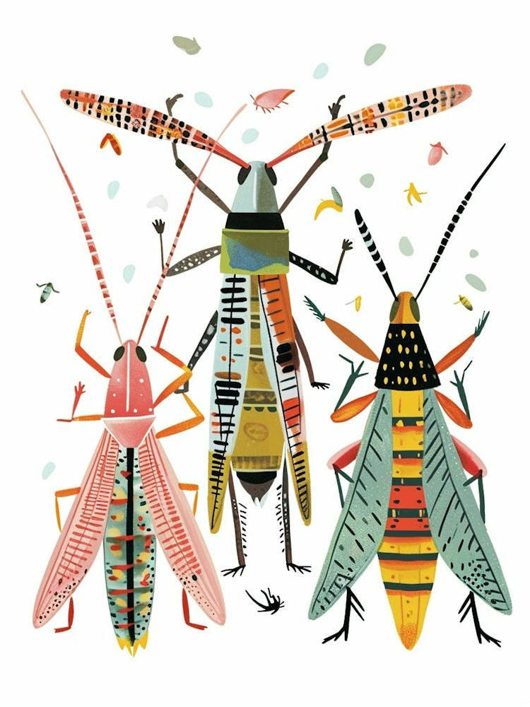 Colourful Insect Illustration Grasshopper 4