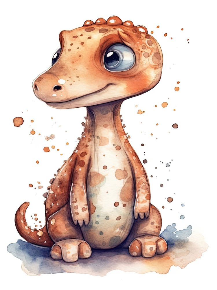 Edmontosaurus Süßer Dinosaurier Aquarell 4