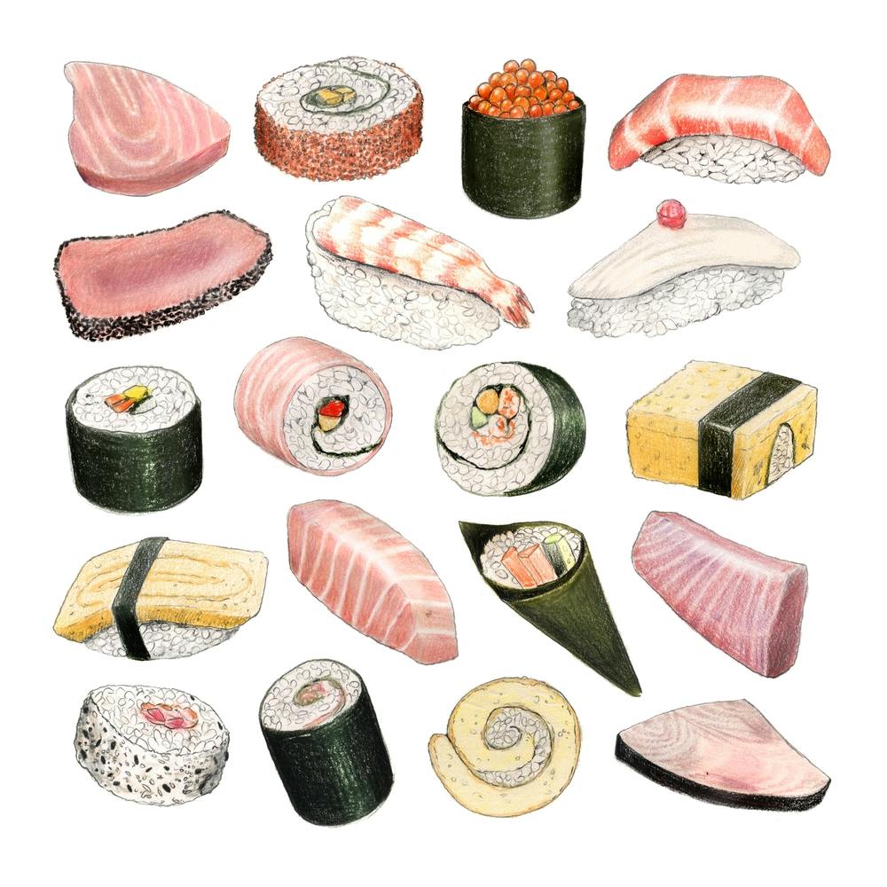 Sushi Square Food Print