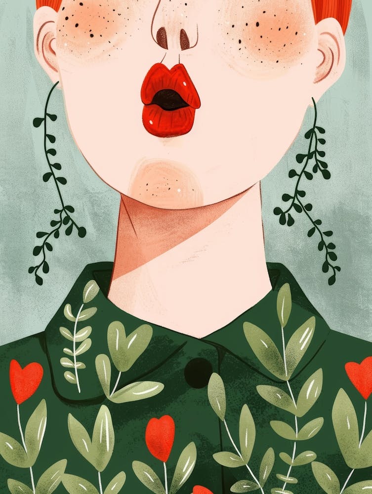 Illustration Of A Girl With Red Hair 1