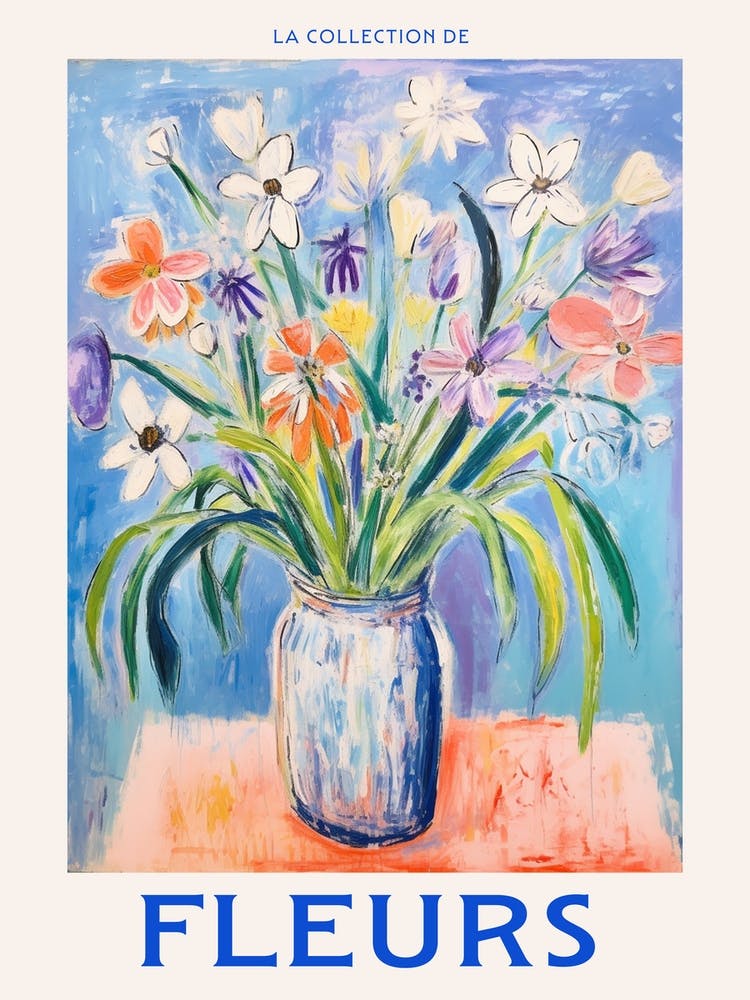 French Flower Poster Bluebell