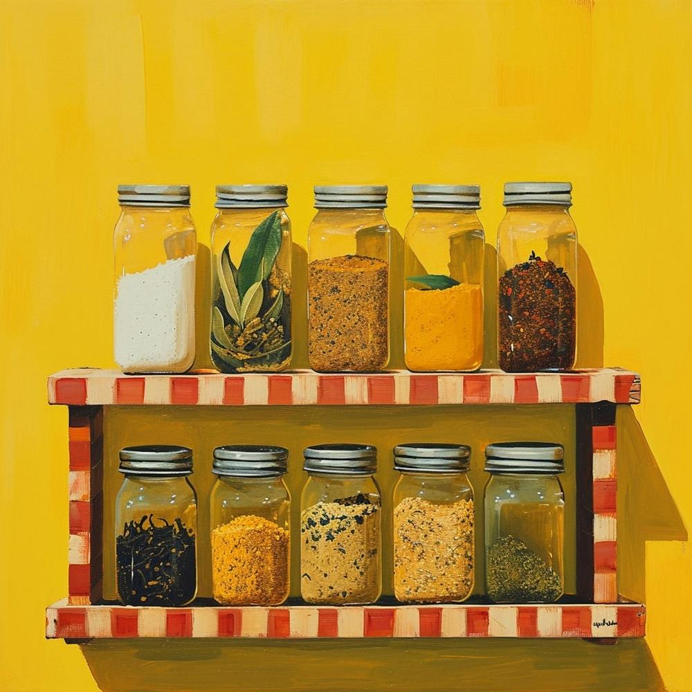 Spices On A Shelf Yellow 4