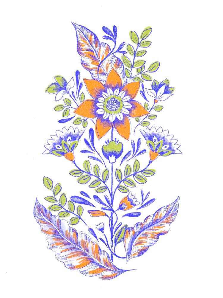 Folk Floral Silkscreen Purple