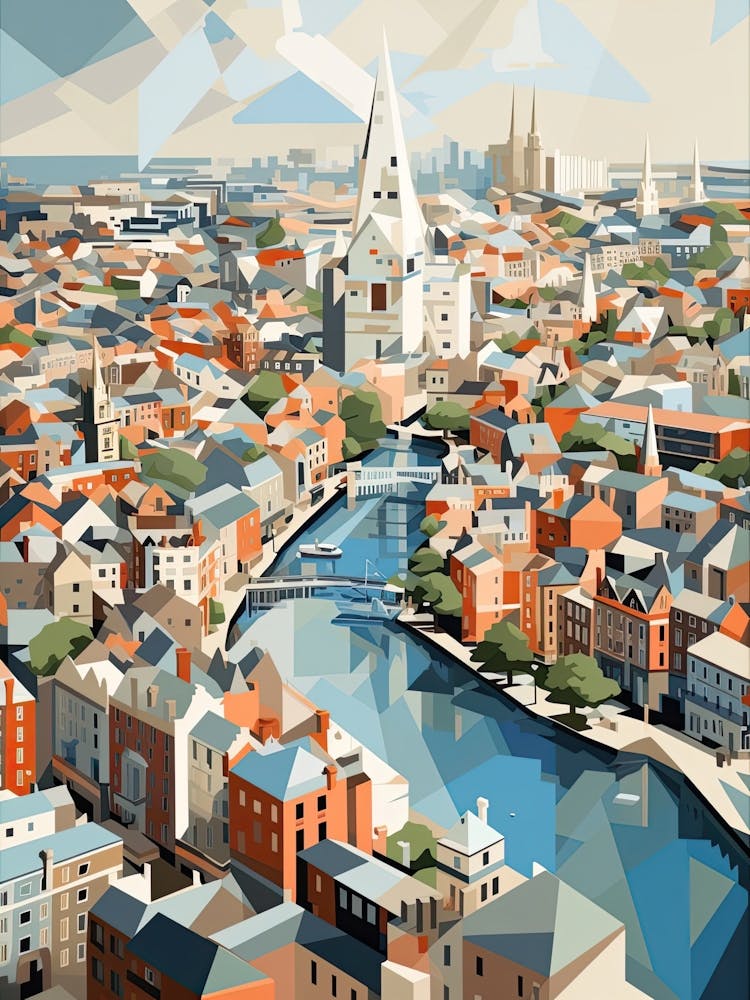 Dublin, Ireland, Geometric Illustration 4