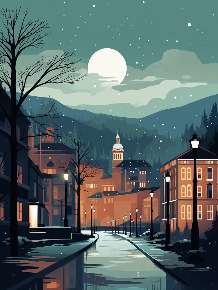 Winter Travel Night Illustration Belfast Northern Ireland 3