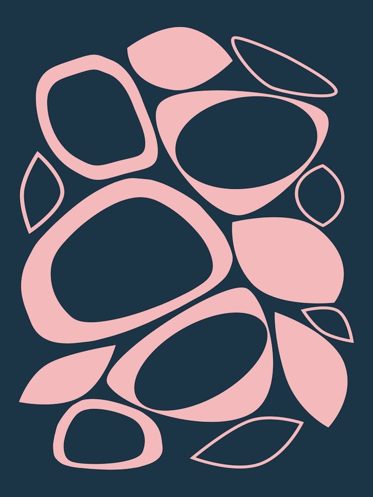 Mid-Century Modern Abstrakt 8 Marineblau und Zartrosa