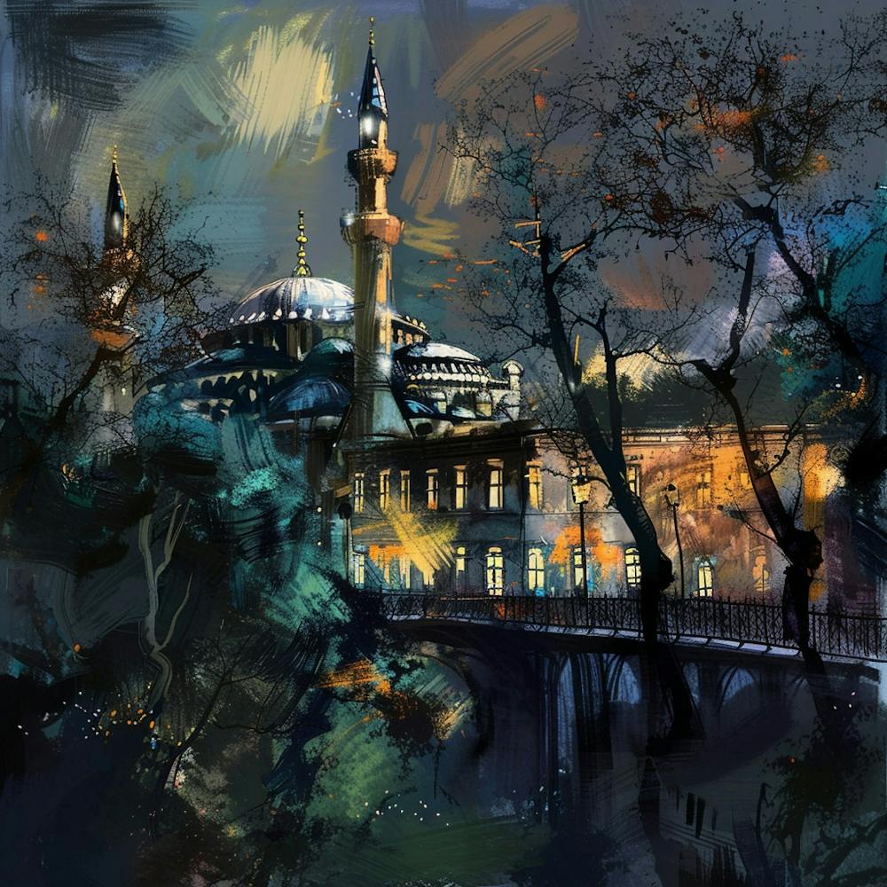 Blue Mosque At Night