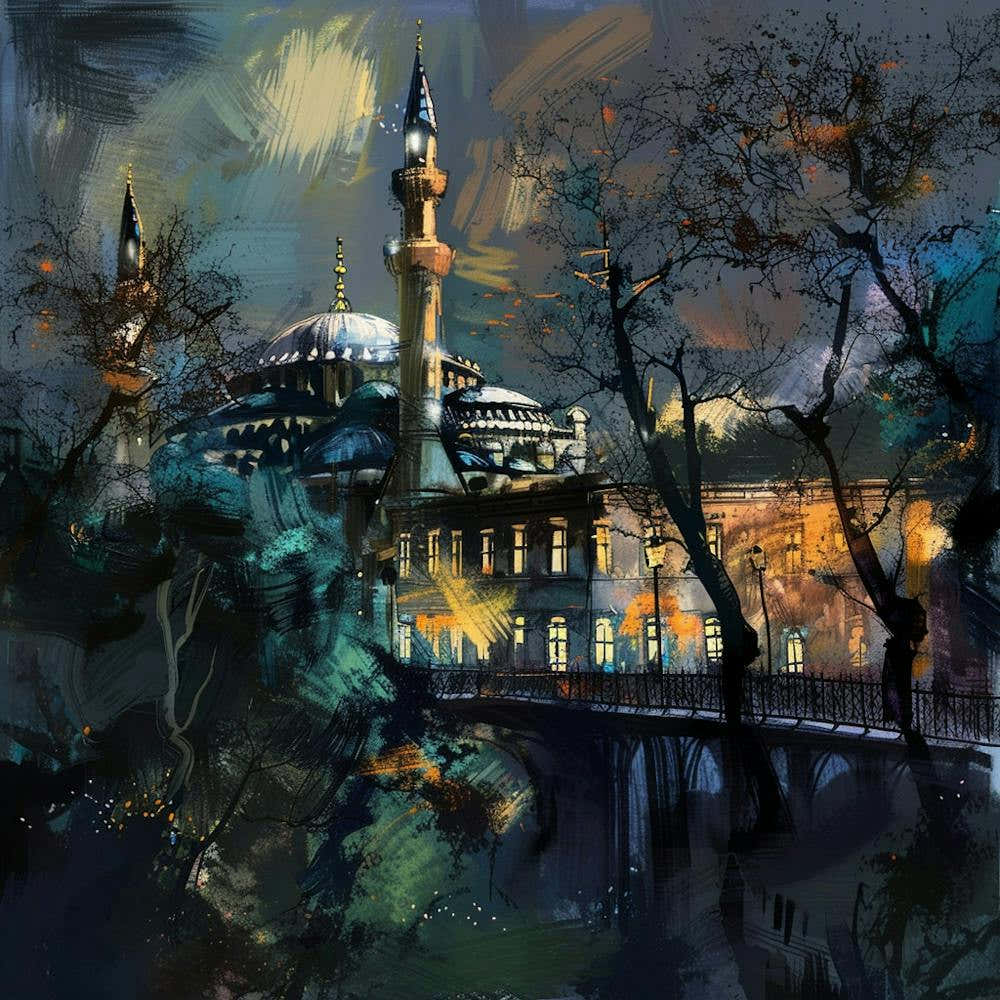 Blue Mosque At Night