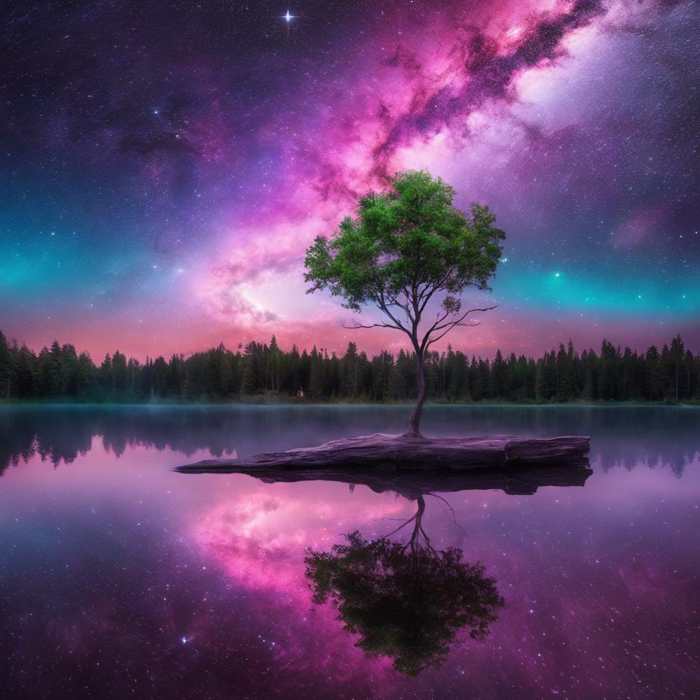 Lone Tree In The Night Sky