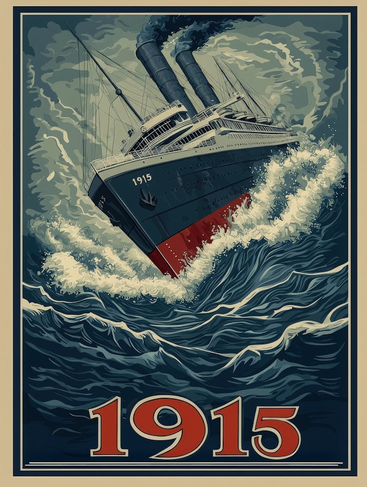 Aihrgdesign A Vintage Historical Poster Of The Rms Lusitania 1