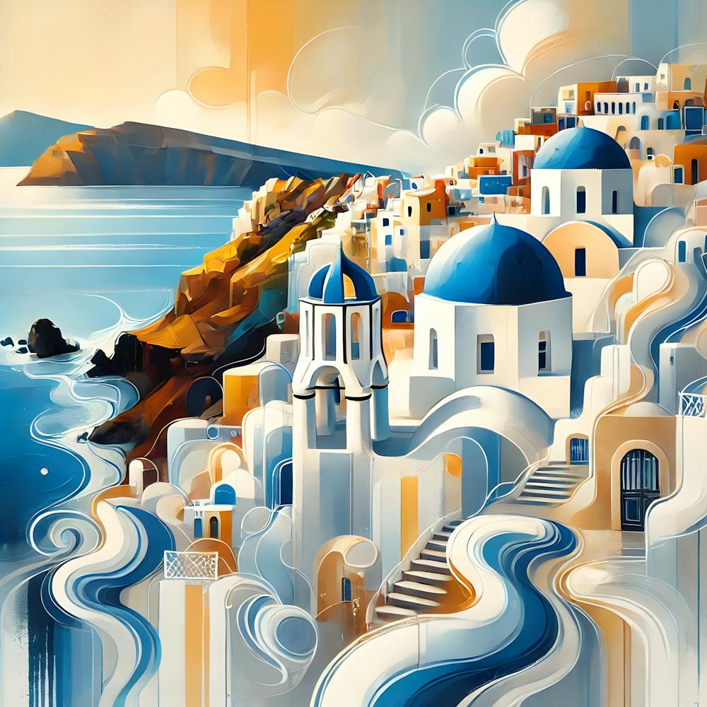 Aegean Serenity Abstract Santorini