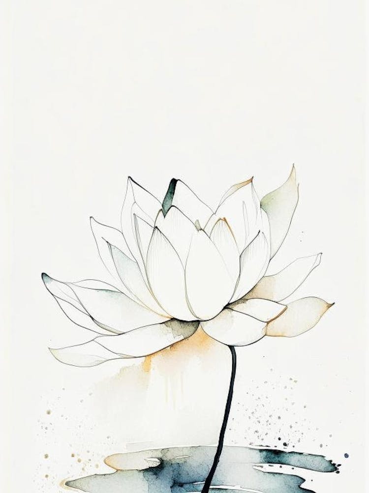 White Lotus Minimal Watercolour 2