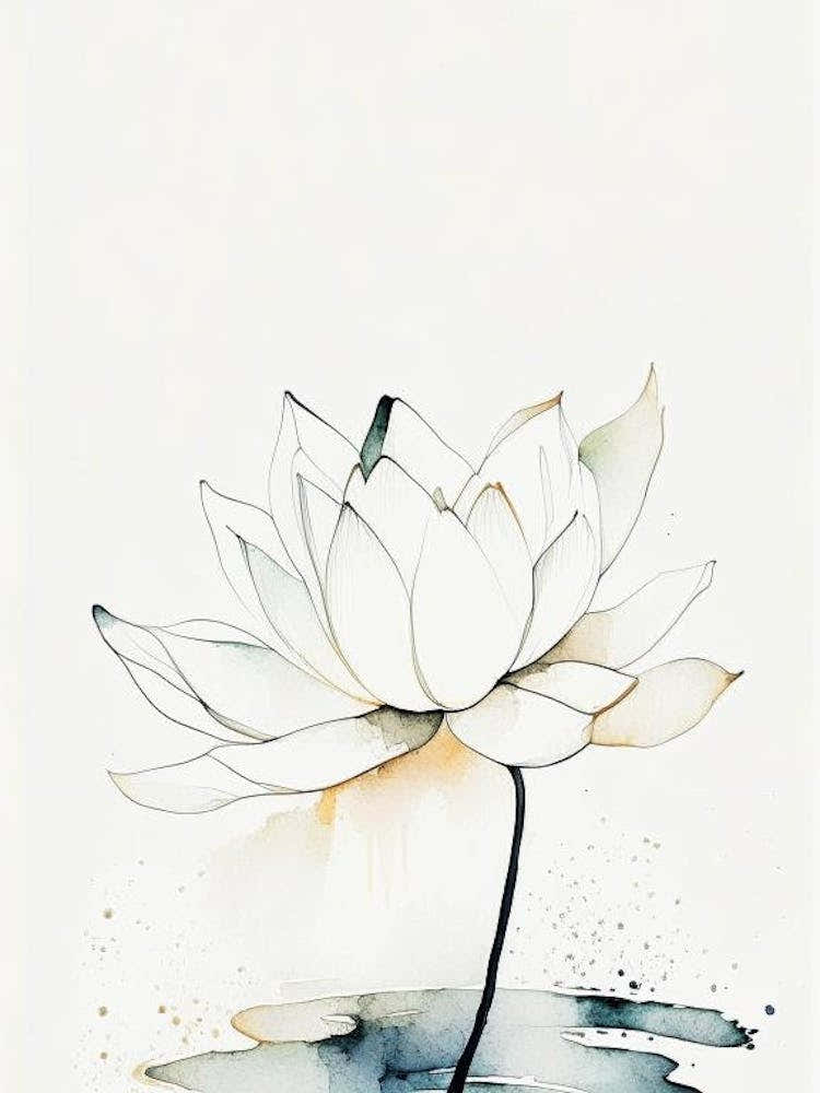 White Lotus Minimal Watercolour 2