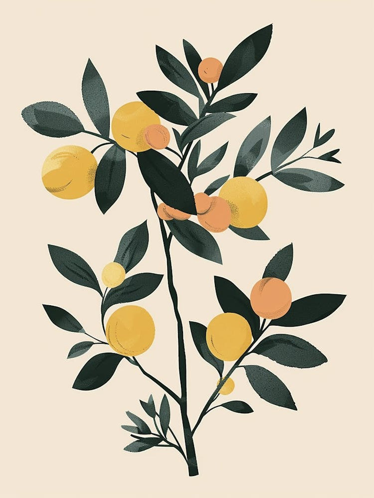 Peach Tree Flat Illustration 4