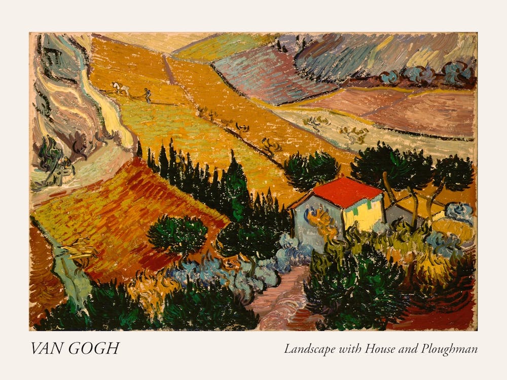 Landscape With House And Ploughman, Vincent Van Gogh Poster