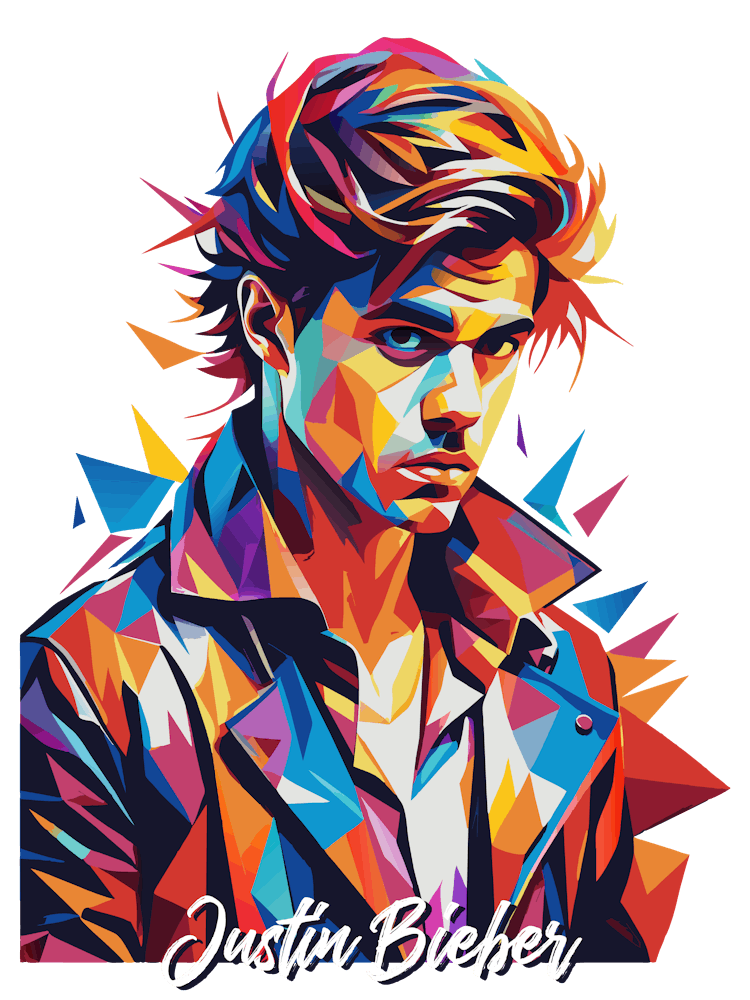 Justin Bieber 03 Portrait Music Icon Style WPAP Pop Art