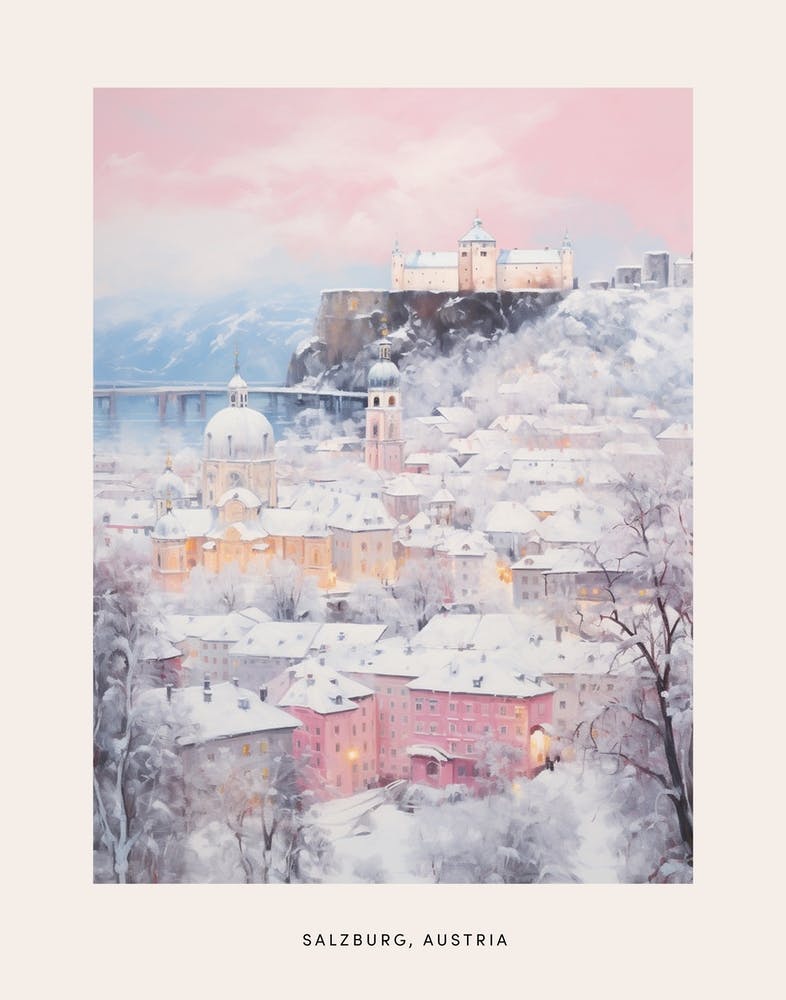 Dreamy Winter Painting Poster Salzburg Austria 4