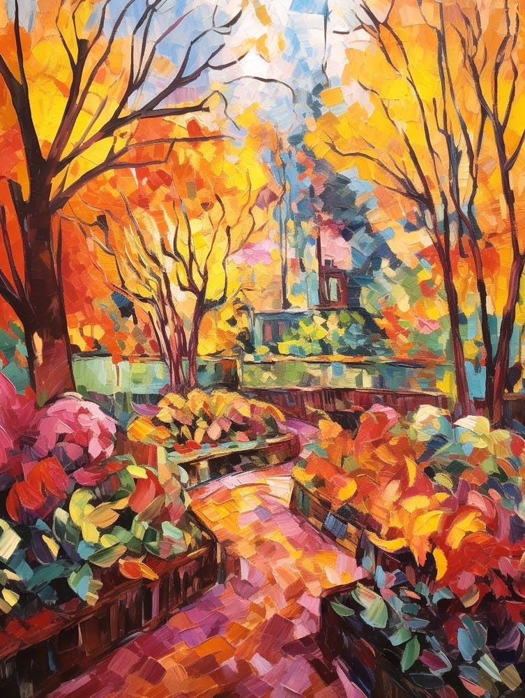 Autumn Gardens Painting Central Park Conservatory Garden 1