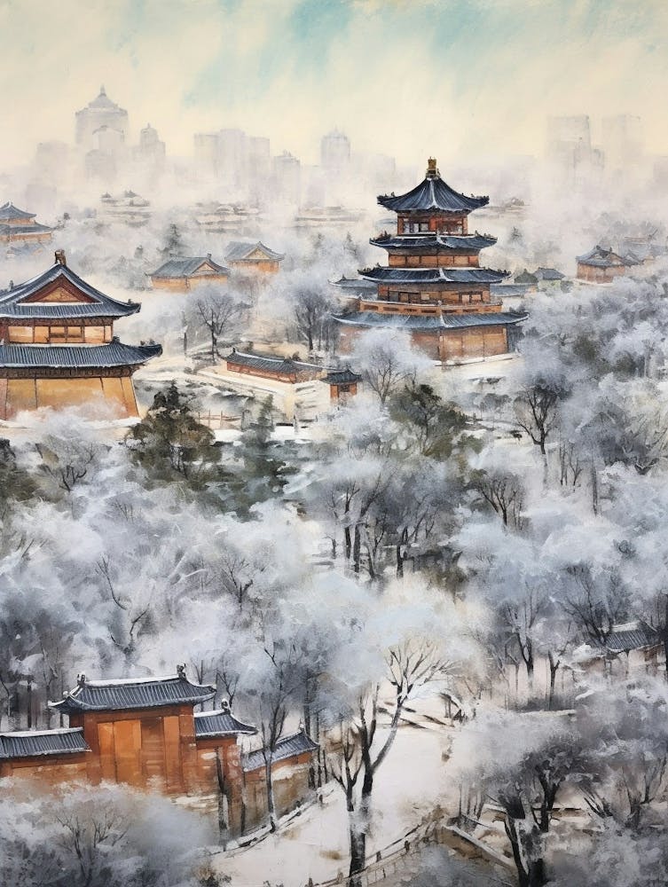 Winter City Park Painting Jingshan Park Beijing China 2