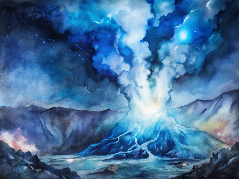A Dramatic Poster Of The Blue Fire Phenomenon From