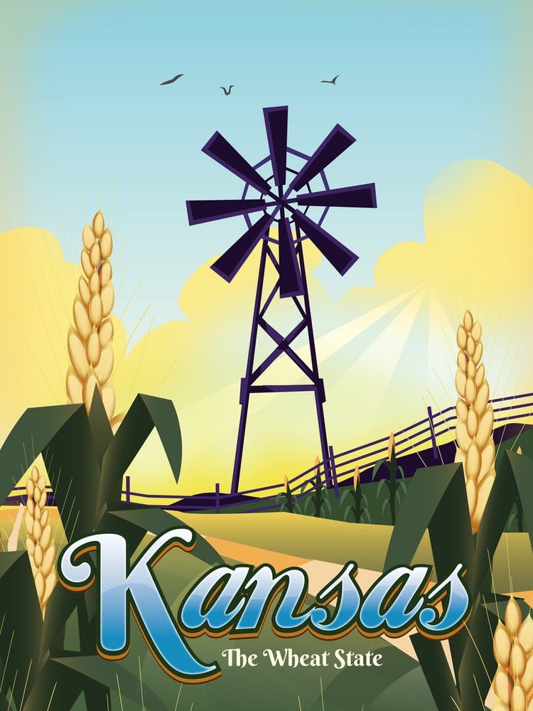 Kansas The Wheat State Travel map
