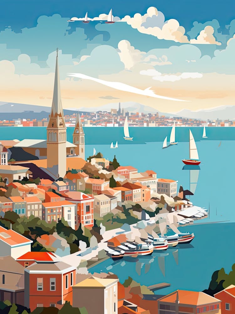 Istanbul, Turkey, Geometric Illustration 4