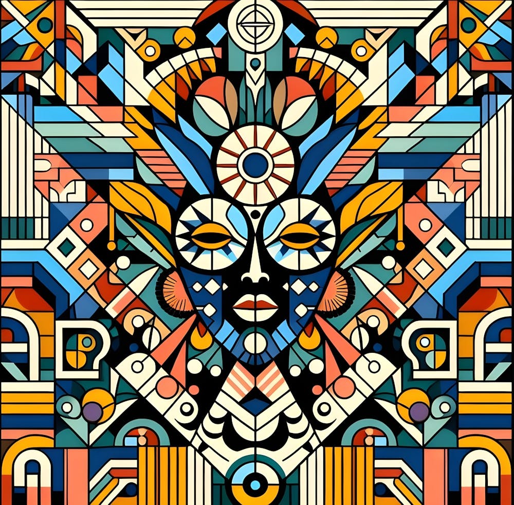 Abstract Psychedelic Art Deco Meets African Painting