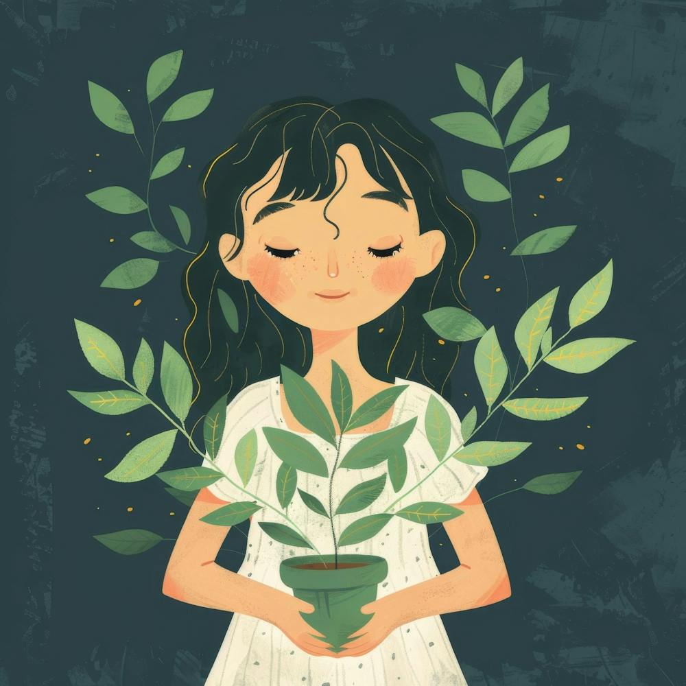 Girl Holding A Plant