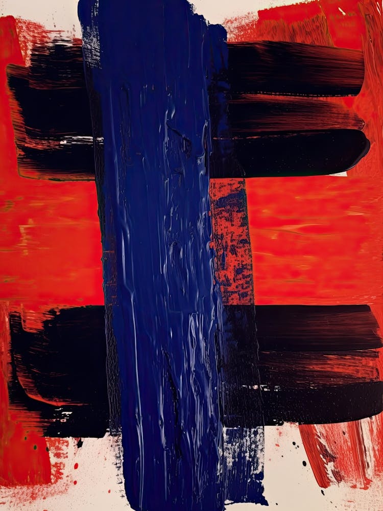 Blue And Red Brush Strokes Abstract 2