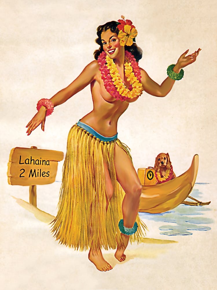 Pinup Girl Posing On Hawaiian Coast