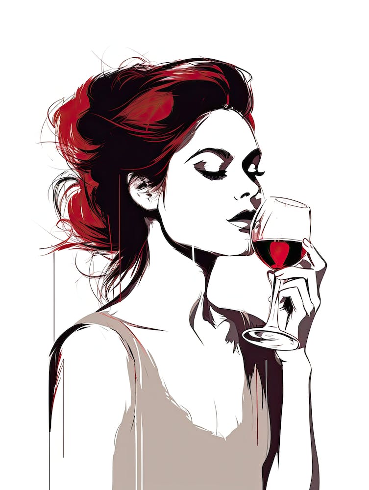Woman Drinking Red Wine