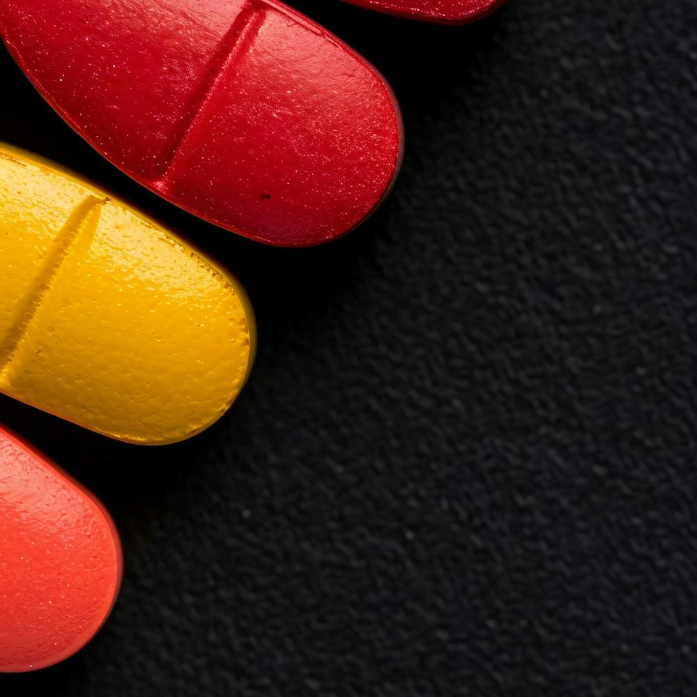 Colorful Pills On A Black Surface