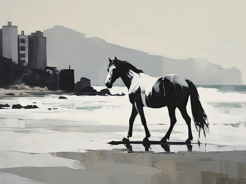 A Horse Oil Painting In Ipanema Beach, Brazil, Landscape 3
