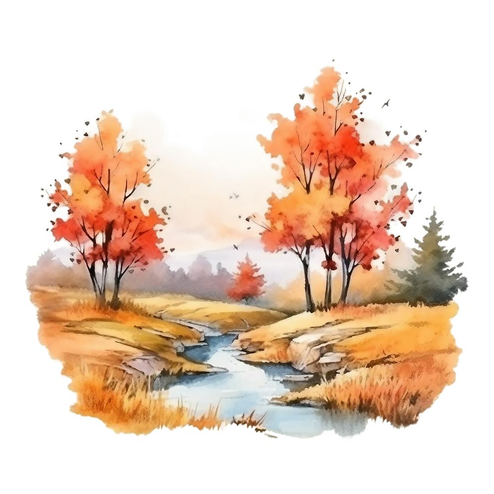 Watercolor Autumn Trees 7