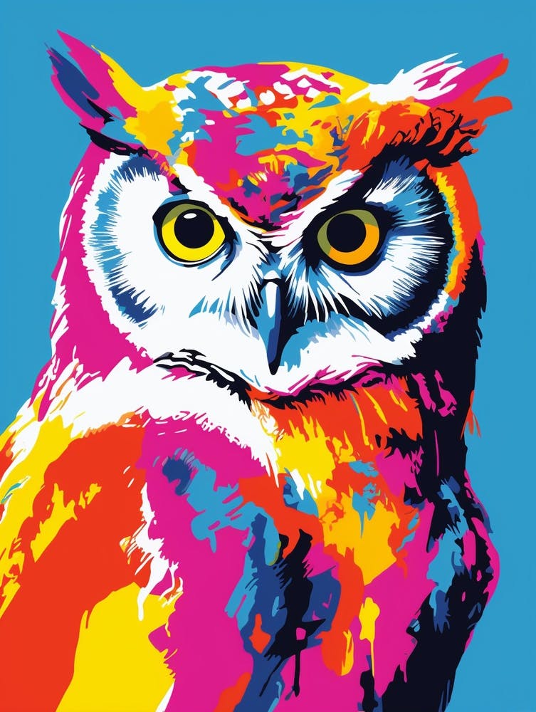 Andy Warhol Style Bird Eastern Screech Owl 1