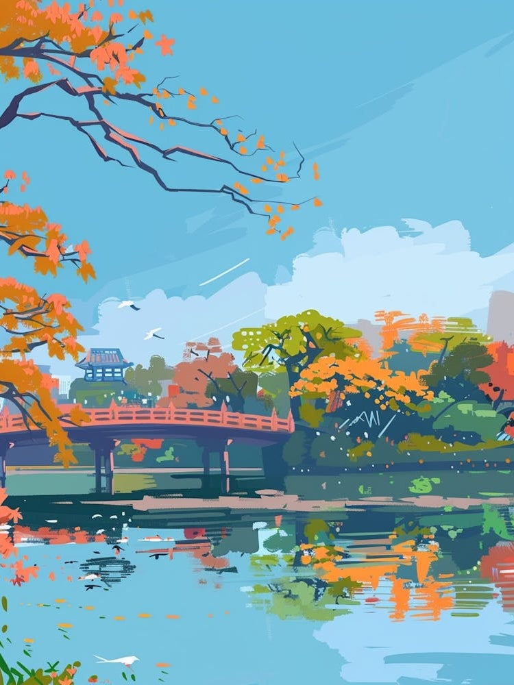 Ueno Park Tokyo 2 Colourful Illustration