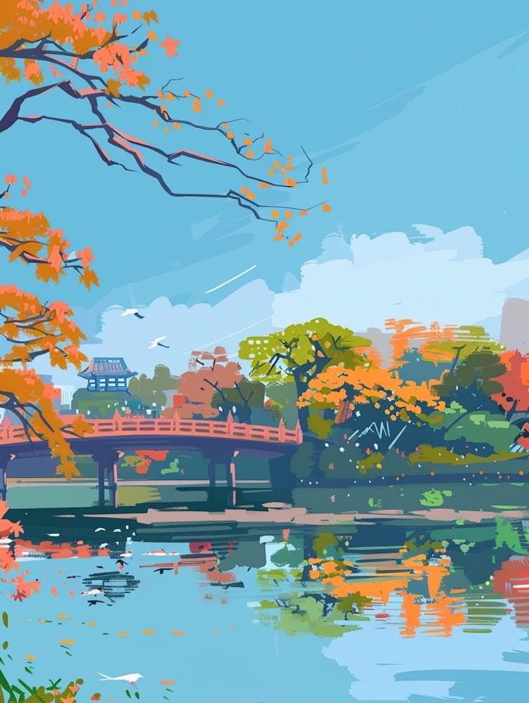 Ueno Park Tokyo 2 Colourful Illustration